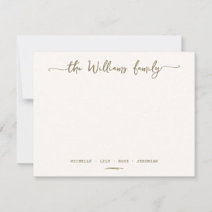 Tarjeta Pequeña Elegante caligrafía Familia Apellido Dorado Script