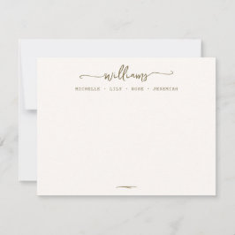 Tarjeta Pequeña Elegante caligrafía Familia Apellido Dorado Script