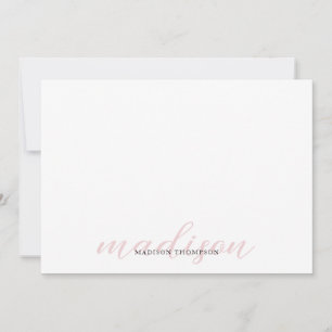 Tarjeta Pequeña Elegante caligrafía guión rosa pálido brillante