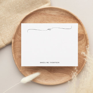 Tarjeta Pequeña Elegante caligrafía Minimalista de monograma negro