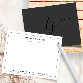 Tarjeta Pequeña Elegante caligrafía negra personalizada Stationery
