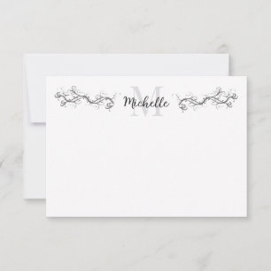 Tarjeta Pequeña Elegante Caligrafía Personalizada Damask Vintage