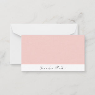 Tarjeta Pequeña Elegante caligrafía Rubor rosa blanca moderna a la