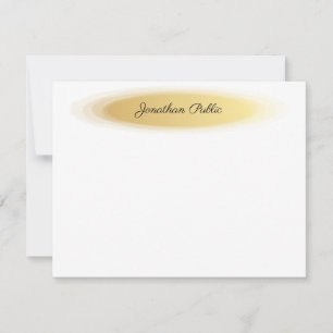 Tarjeta Pequeña Elegante caligrafía Script Nombre Gold White Trend