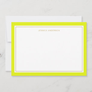 Tarjeta Pequeña Elegante Chartreuse Gold Border Personalizado