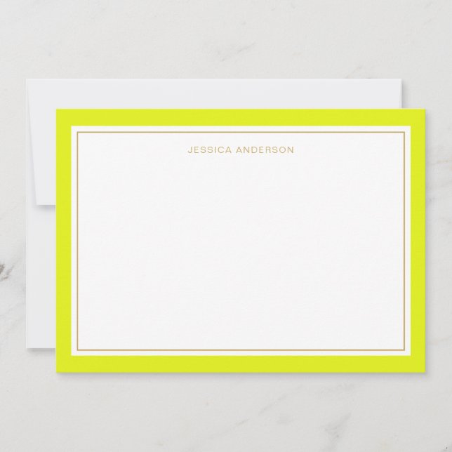Tarjeta Pequeña Elegante Chartreuse Gold Border Personalizado (Anverso)