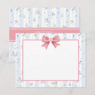 Tarjeta Pequeña Elegante cinta de acuarela rosa I azul y blanco