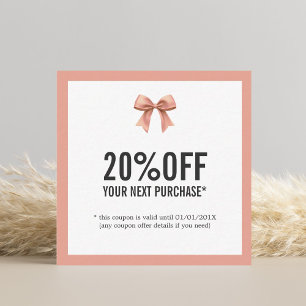 Tarjeta Pequeña Elegante Cinta Pastel Ver Cupón de Compra Siguient