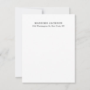 Tarjeta Pequeña Elegante Clásico Blanco y Negro Minimalista