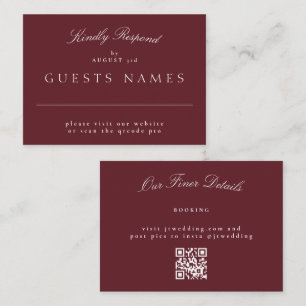 Tarjeta Pequeña Elegante clásico Boda de marrón QR CÓDIGO RSVP