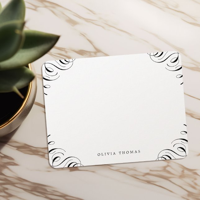 Tarjeta Pequeña Elegante clásico floreciente Stationery personaliz (Elegant classic flourish personalized Stationery Note Card)