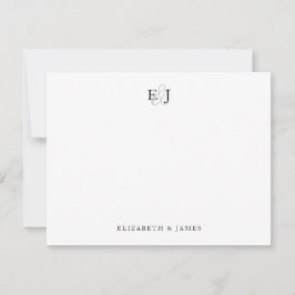 Tarjeta Pequeña Elegante Clásico Monograma Agradecimiento de Boda