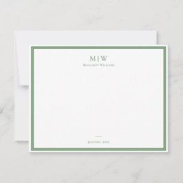 Tarjeta Pequeña Elegante Clásico Monograma Profesional Verde Salvi