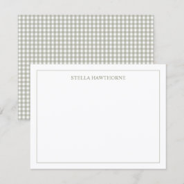 Tarjeta Pequeña Elegante Clásico Personalizado Verde Sage Gingham