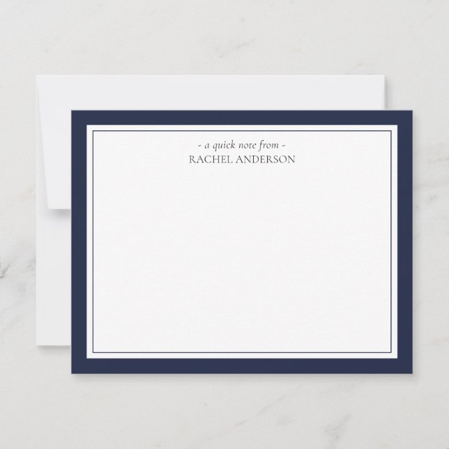 Tarjeta Pequeña Elegante Classic Blue Double Border Personalizado (Anverso)