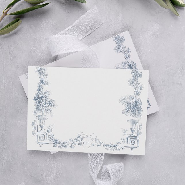 Tarjeta Pequeña Elegante Classic Dusty Blue Floral Francesa (Subido por el creador)