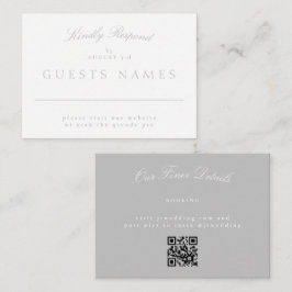 Tarjeta Pequeña Elegante Classic Light Gray Boda QR CÓDIGO RSVP