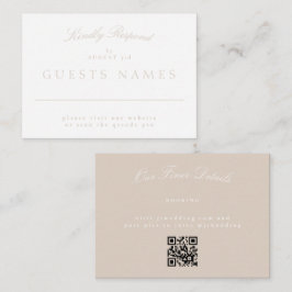 Tarjeta Pequeña Elegante Classic Rubor Boda rosa QR CÓDIGO RSVP