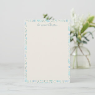 Tarjeta Pequeña Elegante color de agua floral Pastel azul personal
