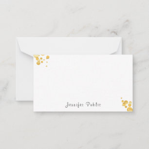 Tarjeta Pequeña Elegante Confetti dorado manuscrito monogramado