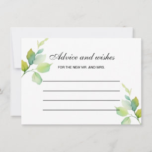 Tarjeta Pequeña Elegante consejo botánico de acuarela verde