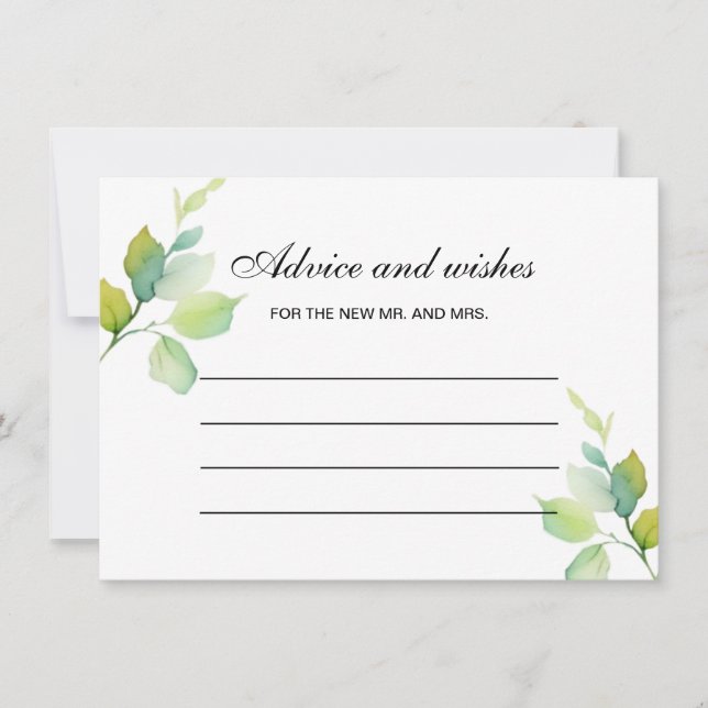 Tarjeta Pequeña Elegante consejo botánico de acuarela verde (Anverso)