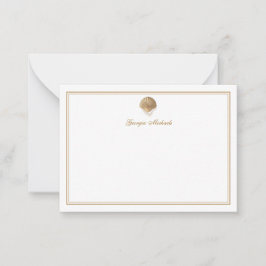 Tarjeta Pequeña Elegante Costa de Marea Dorada y Perlas Nombre Per