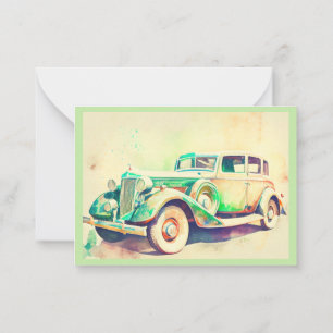TARJETA PEQUEÑA ELEGANTE DISEÑO DE AUTOMÓVILES DE COLOR DE AGUA