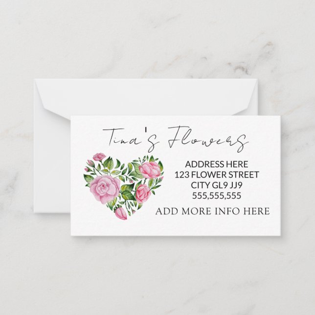 Tarjeta Pequeña Elegante diseño floral rosa Gracias (Anverso)