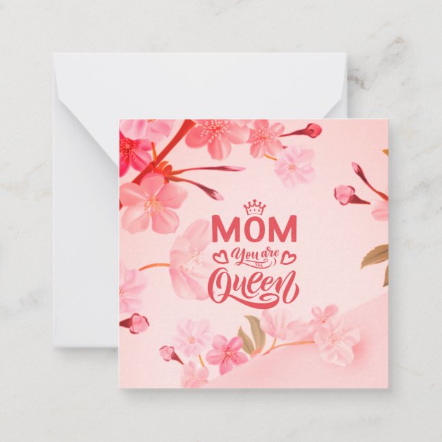 Tarjeta Pequeña Elegante Diseño Typografía Mamá Eres La Reina (Reverso)