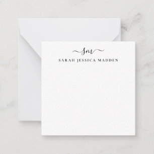 Tarjeta Pequeña Elegante Dos Monogramos Girly Script Inicial Swash
