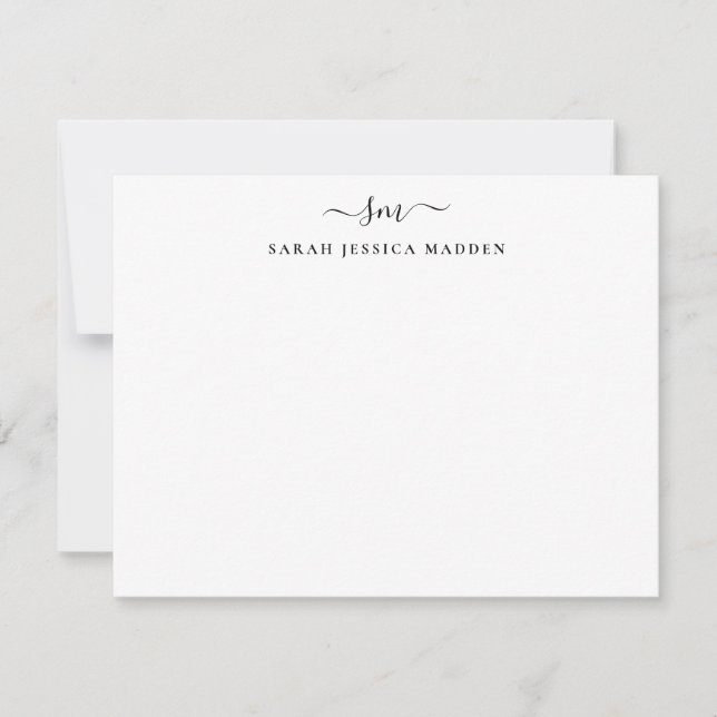 Tarjeta Pequeña Elegante Dos Monogramos Girly Script Inicial Swash (Anverso)