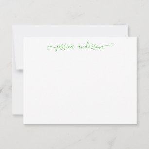 Tarjeta Pequeña Elegante Elegante Estilo Sencillo Guión Verde Clar