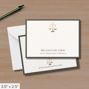 Tarjeta Pequeña Elegante Escala de Justicia Legal