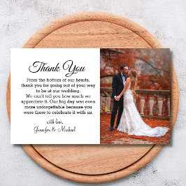 Tarjeta Pequeña elegante escritura agradecimiento boda de otoño fo