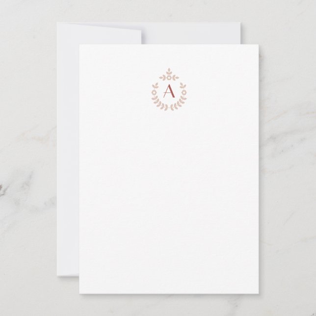 Tarjeta Pequeña Elegante Escudo de Pendant Botánico Monograma Inic (Anverso)