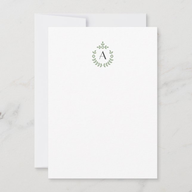 Tarjeta Pequeña Elegante Escudo de Pendant Botánico Monograma Inic (Anverso)
