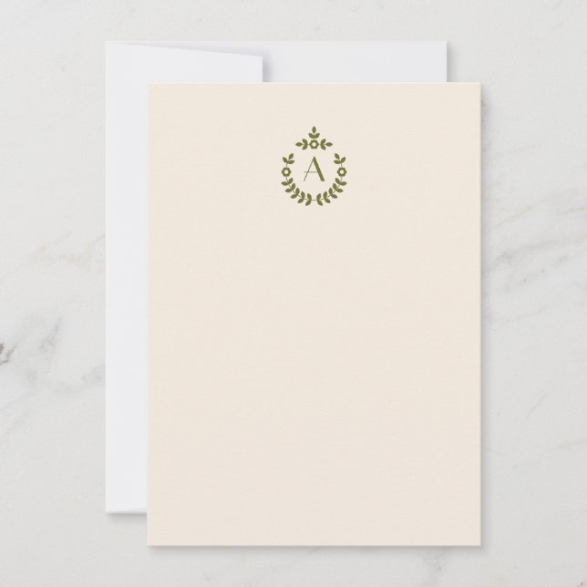 Tarjeta Pequeña Elegante Escudo de Pendant Botánico Monograma Inic (Anverso)