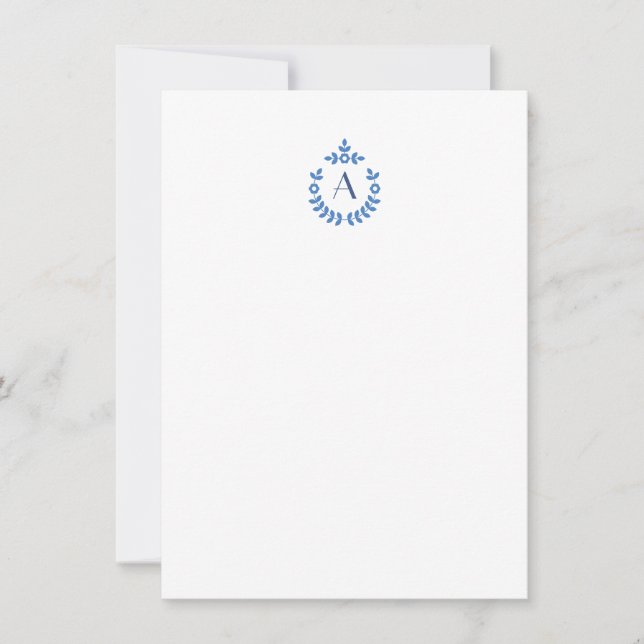 Tarjeta Pequeña Elegante Escudo de Pendant Botánico Monograma Inic (Anverso)