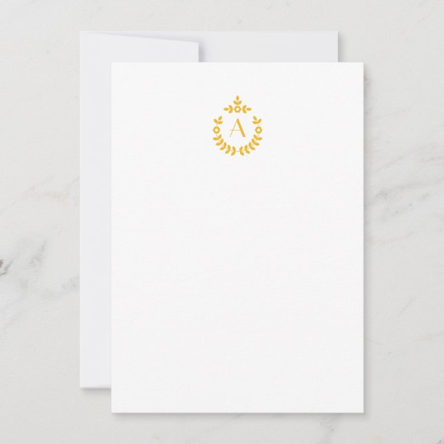 Tarjeta Pequeña Elegante Escudo de Pendant Botánico Monograma Inic (Anverso)