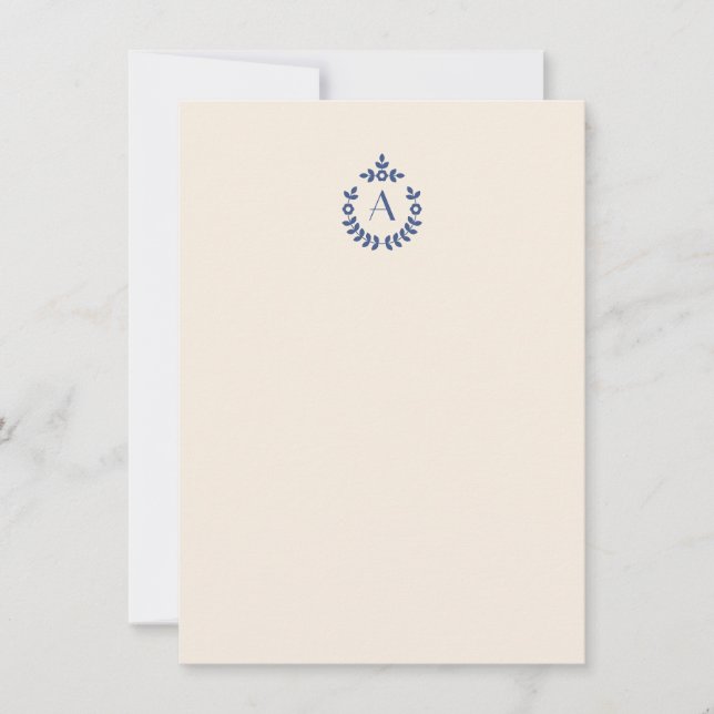 Tarjeta Pequeña Elegante Escudo de Pendant Botánico Monograma Inic (Anverso)