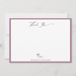 Tarjeta Pequeña Elegante Estem Floral Mauve Gracias