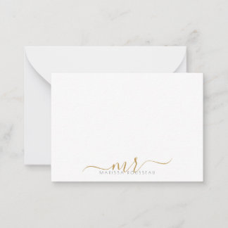 Tarjeta Pequeña Elegante estilo moderno de escritura de oro de las