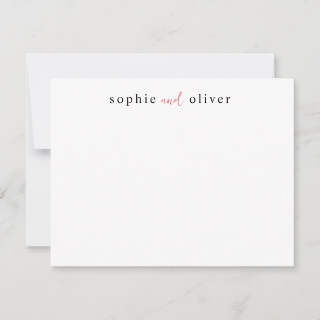 Tarjeta Pequeña Elegante estilo moderno Dos nombres Stationery (Anverso)