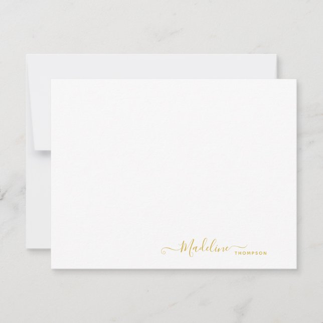 Tarjeta Pequeña Elegante estilo moderno Girly Script Metallic Gold (Anverso)
