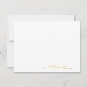 Tarjeta Pequeña Elegante estilo moderno Girly Script Metallic Gold