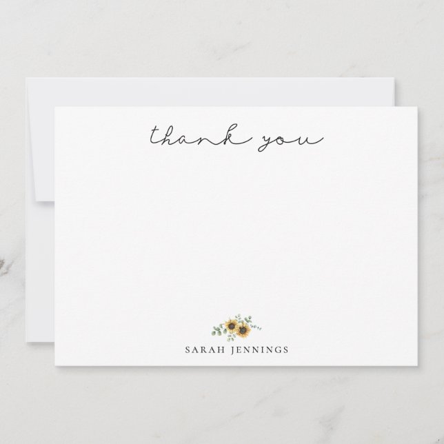 Tarjeta Pequeña Elegante Eucalipto De Girasol Gracias (Anverso)
