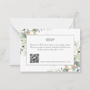 Tarjeta Pequeña Elegante Eucalipto Greenery QR Código RSV
