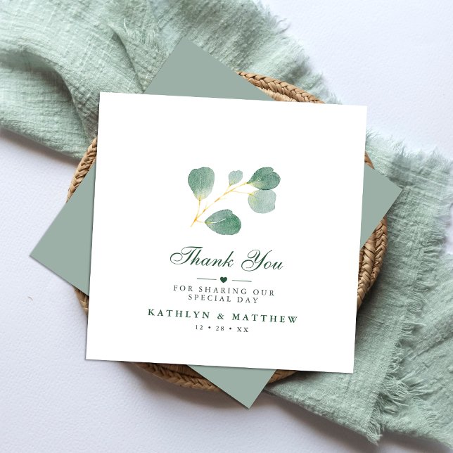 Tarjeta Pequeña Elegante Eucalyptus Green Boda Gracias (Subido por el creador)