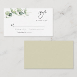 Tarjeta Pequeña Elegante Eucalyptus Watercolor Wedding RSVP